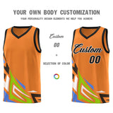 Custom Gold Orange Gradient Graffiti Pattern Sports Uniform Basketball Jersey
