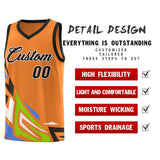 Custom Gold Orange Gradient Graffiti Pattern Sports Uniform Basketball Jersey