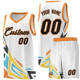 Custom White Gradient Graffiti Pattern Sports Uniform Basketball Jersey