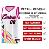 Custom White Gradient Graffiti Pattern Sports Uniform Basketball Jersey