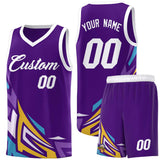 Custom Purple Gradient Graffiti Pattern Sports Uniform Basketball Jersey