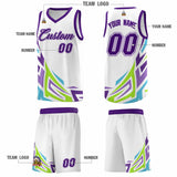 Custom White Gradient Graffiti Pattern Sports Uniform Basketball Jersey