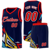 Custom Navy Gradient Graffiti Pattern Sports Uniform Basketball Jersey