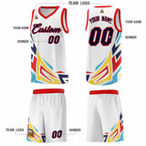 Custom White Gradient Graffiti Pattern Sports Uniform Basketball Jersey