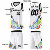Custom White Gradient Graffiti Pattern Sports Uniform Basketball Jersey