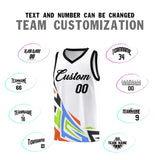 Custom White Gradient Graffiti Pattern Sports Uniform Basketball Jersey