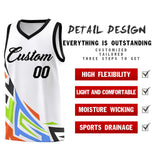 Custom White Gradient Graffiti Pattern Sports Uniform Basketball Jersey