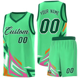 Custom Green Gradient Graffiti Pattern Sports Uniform Basketball Jersey