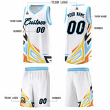 Custom White Gradient Graffiti Pattern Sports Uniform Basketball Jersey