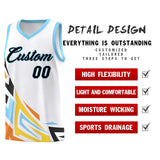 Custom White Gradient Graffiti Pattern Sports Uniform Basketball Jersey