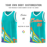 Custom Aqua Gradient Graffiti Pattern Sports Uniform Basketball Jersey