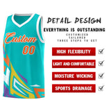 Custom Aqua Gradient Graffiti Pattern Sports Uniform Basketball Jersey