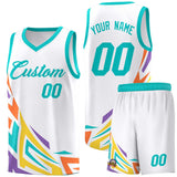 Custom White Gradient Graffiti Pattern Sports Uniform Basketball Jersey