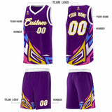 Custom Purple Gradient Graffiti Pattern Sports Uniform Basketball Jersey