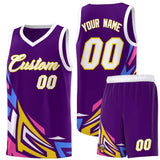 Custom Purple Gradient Graffiti Pattern Sports Uniform Basketball Jersey