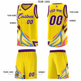Custom Gold Gradient Graffiti Pattern Sports Uniform Basketball Jersey
