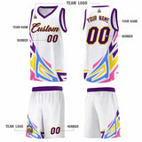 Custom White Gradient Graffiti Pattern Sports Uniform Basketball Jersey