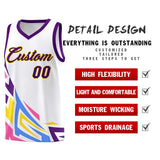 Custom White Gradient Graffiti Pattern Sports Uniform Basketball Jersey