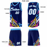Custom Navy Gradient Graffiti Pattern Sports Uniform Basketball Jersey