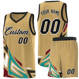 Custom Old Gold Gradient Graffiti Pattern Sports Uniform Basketball Jersey