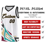 Custom White Gradient Graffiti Pattern Sports Uniform Basketball Jersey