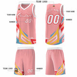 Custom Light Pink Gradient Graffiti Pattern Sports Uniform Basketball Jersey