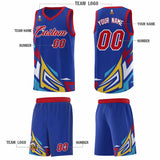 Custom Royal Gradient Graffiti Pattern Sports Uniform Basketball Jersey