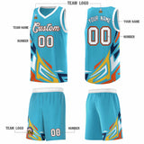 Custom Sky Blue Gradient Graffiti Pattern Sports Uniform Basketball Jersey