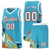 Custom Sky Blue Gradient Graffiti Pattern Sports Uniform Basketball Jersey
