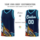 Custom Navy Gradient Graffiti Pattern Sports Uniform Basketball Jersey