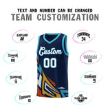 Custom Navy Gradient Graffiti Pattern Sports Uniform Basketball Jersey
