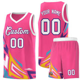 Custom Pink Gradient Graffiti Pattern Sports Uniform Basketball Jersey