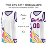 Custom White Gradient Graffiti Pattern Sports Uniform Basketball Jersey