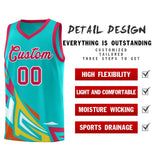 Custom Aqua Gradient Graffiti Pattern Sports Uniform Basketball Jersey