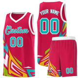Custom Red Gradient Graffiti Pattern Sports Uniform Basketball Jersey