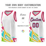 Custom White Gradient Graffiti Pattern Sports Uniform Basketball Jersey