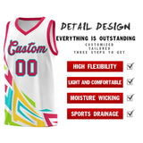 Custom White Gradient Graffiti Pattern Sports Uniform Basketball Jersey