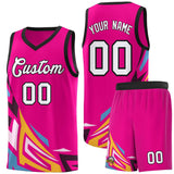 Custom Pink Gradient Graffiti Pattern Sports Uniform Basketball Jersey