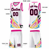 Custom White Gradient Graffiti Pattern Sports Uniform Basketball Jersey