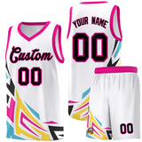 Custom White Gradient Graffiti Pattern Sports Uniform Basketball Jersey