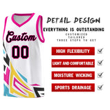 Custom White Gradient Graffiti Pattern Sports Uniform Basketball Jersey