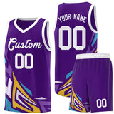 Custom Purple Gradient Graffiti Pattern Sports Uniform Basketball Jersey