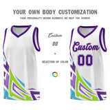 Custom White Gradient Graffiti Pattern Sports Uniform Basketball Jersey