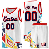 Custom White Gradient Graffiti Pattern Sports Uniform Basketball Jersey