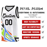 Custom White Gradient Graffiti Pattern Sports Uniform Basketball Jersey