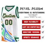 Custom White Gradient Graffiti Pattern Sports Uniform Basketball Jersey