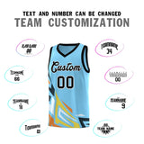 Custom Light Blue Gradient Graffiti Pattern Sports Uniform Basketball Jersey