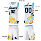 Custom White Gradient Graffiti Pattern Sports Uniform Basketball Jersey