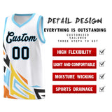 Custom White Gradient Graffiti Pattern Sports Uniform Basketball Jersey