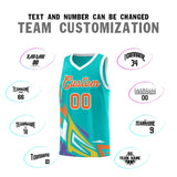 Custom Aqua Gradient Graffiti Pattern Sports Uniform Basketball Jersey
